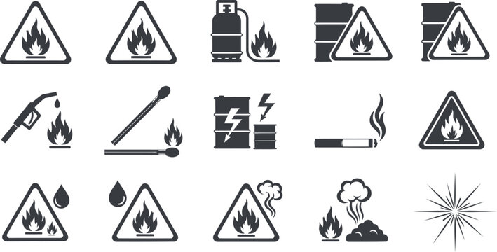 Flammable Materials and Danger Symbols fire hazard