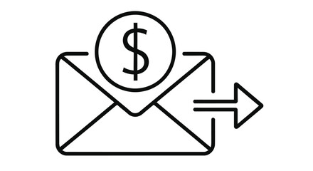 Obraz premium Financial email concept a vector icon depicting money being sent via message