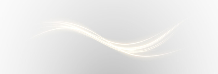 Obraz premium Vector png background with gold glowing lines. Gold glowing lines of speed. Light glow effect. Light trail wave, fire trail line and glow curve swirl. 