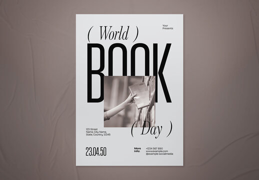 White & Black Minimalist World Book Day Flyer