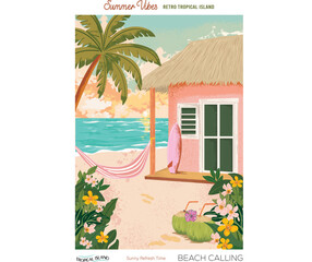 Beach paradise resort. Enjoy holiday at dream paradise resort t-shirt design. Summer vibes long beach hand draw. Endless summer artwork. Miami, california, hawaii, aloha surf typography for t shirt. © riaz