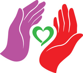 Obraz premium Vector illustration of two hands with heart