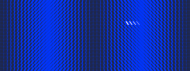 Obraz premium Blue abstract geometric brutalism striped linear pattern, Unique vector banner with transition effect, Dynamic gradient transitional halftone background, Slanted thin to thick stripe vanish backdrop