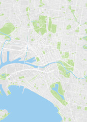 Obraz premium Color detailed plan city map Melbourne, street road map city of the Australian state of Victoria, vector illustration