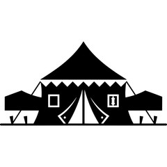 Vintage circus tent with black and white geometric design elements Vector