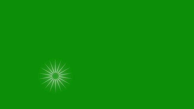 Circle firework display animation over a solid green background. geometric firework circle burst pop-up with bursts and spark. fireworks circle blast in celebration projects and promotional visuals 4K