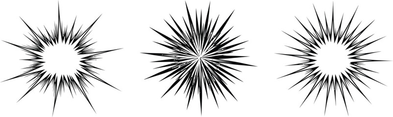 Naklejka premium Vector illustration of explosive burst effects dynamic starburst designs