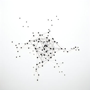 A dense network of interconnected nodes forming a star-like pattern with scattered outliers