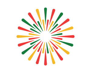 Vibrant radial matchsticks or pencils in circular pattern - minimalist vector design