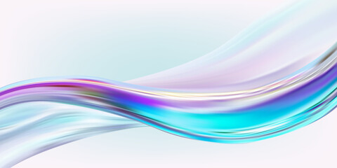 Abstract  holographic wave.Flow iridescent fluid.Dynamic spectrum ribbon.