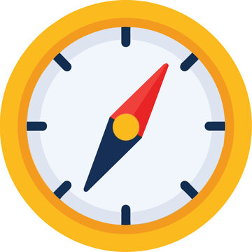 Flat vector illustration of a compass icon for navigation, travel, and direction concepts