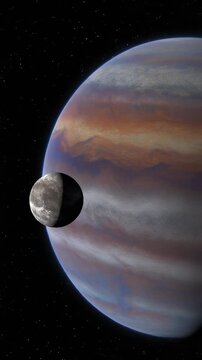Pluto's Moon Charon Orbiting in Space - AI Generated Visualization
