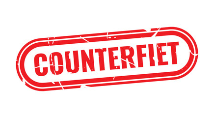 Counterfeit Stamp: The bold red stamp declaring COUNTERFEIT serves as a striking visual alert. The words are printed within a detailed, textured, rectangular frame. © Saif Ullah