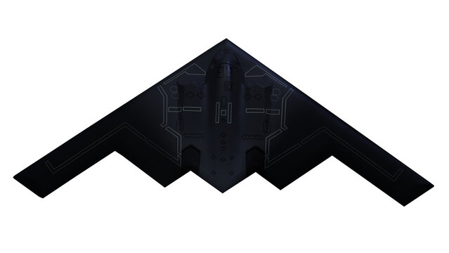 b2 bomber silhouette 3d model isolated on transparent background