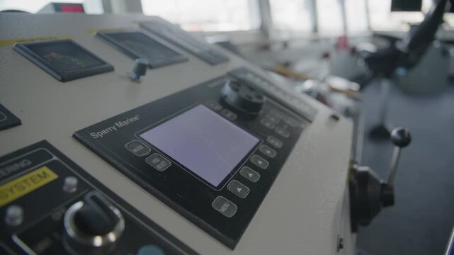 Ocean liner vessel dashboard on the bridge