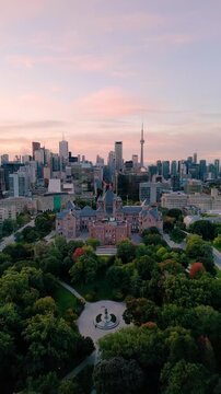 Toronto, Ontario, Canada skyline at dawn in early autumn.