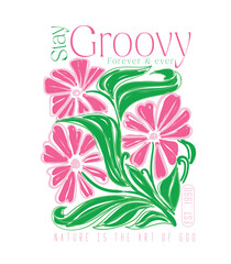 Naklejka premium hand drawing Flower Art design. summer graphic tee. floral vintage graphic. men's women's and kids clothing fashion artwork.