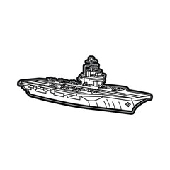 Aircraft Carrier Ship Illustration Outline. © Covid