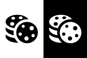 Cookie icon vector. Delicious bitten cookie symbol. vector illustration design black white background