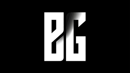 Bold White 'BG' Letters on Black Background, Modern Minimalist Typographic Design Element, Abstract Initialism Concept