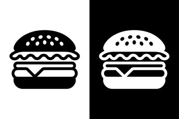 Hamburger icon. Fast food symbol. Black white icon design