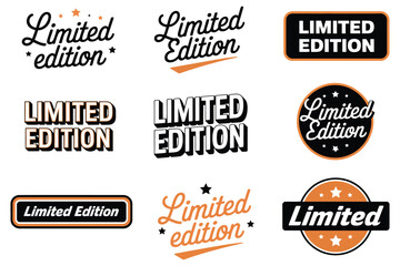 Fototapeta premium Variety of limited edition logos in retro and modern styles, creative emblem collection for branding, merchandise, posters, packaging, social media, and digital design projects.