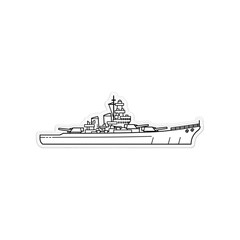 Simple Line Drawing of Warship or Destroyer. © Ribka