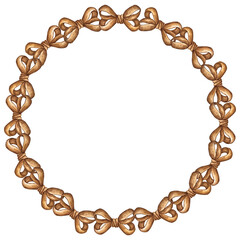 Obraz premium Watercolor illustration of a circular frame made of coquette bows. Cute hand drawn design, perfect for Valentines Day cards, invitations, posters.
