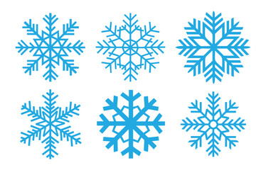 Snowflake icon collection vector, winter snow symbol illustration
