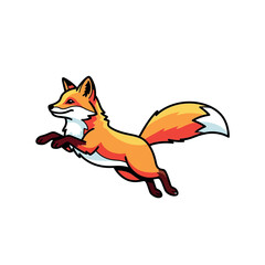 Fototapeta premium Cartoon Fox Running with Orange Fur.