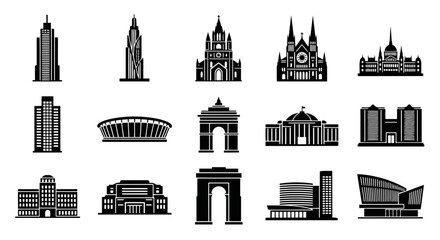 Obraz premium Different Types of Architecture Vector Illustration | Global Building Styles Collection