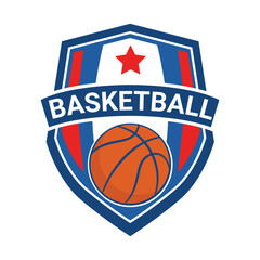 Basketball Sport Logo Design with Shield and Red Star Emblem © Achmad Agus Ilyas