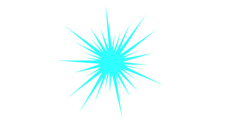 Obraz premium Bright Cyan Starburst Sparkle Light Effect Isolated on White Background.