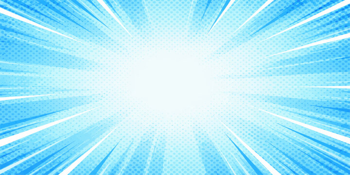 Abstract blue sunburst background with bright light rays and radial beams creating a glowing star burst pattern in a summer sky wallpaper illustration