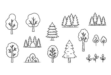 Minimal Tree and Forest Icon Set with Linear Style for Websites, Apps, and Cards © MD TAJUDDIN