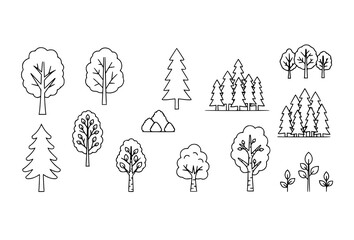 Minimal Tree and Forest Icon Set with Linear Style for Websites, Apps, and Cards © MD TAJUDDIN