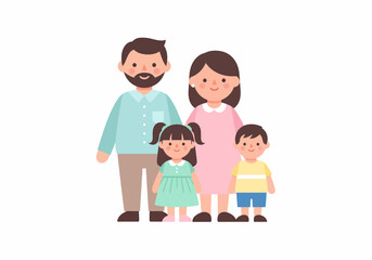 Obraz premium Cartoon Family Standing Together Smiling.