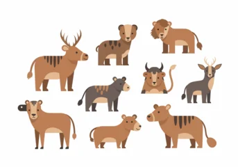 Fotobehang Zoo Cartoon Animals Standing Together in Group.  © Amir