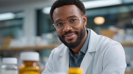 Obraz premium Compounding pharmacist preparing customized medication formulation for individual patient prescription, perfect for specialty pharmaceutical production, compounding pharmacy, personalized medicine,