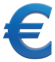 Fototapeta premium Blue euro currency symbol png 3D render png money icon png Europe finance png trade commerce png isolated png transparent background image