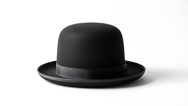 A sleek and stylish black bowler hat with a ribbon detail