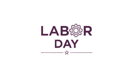 Labor day graphic with gear and star on white background for holiday celebration
