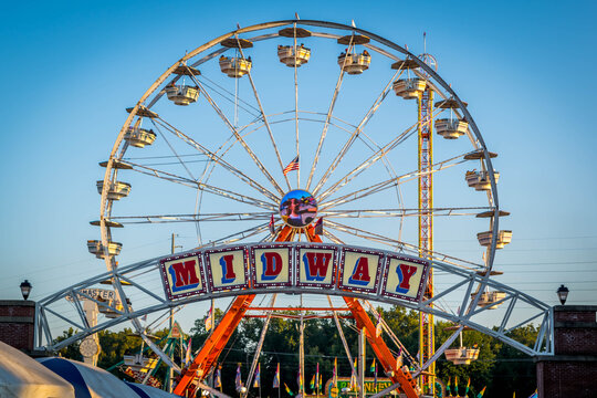 A Ferris Wheel at the Midway of the state fair