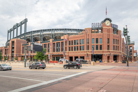 The exterior of the Colorado Rockies baseball park
