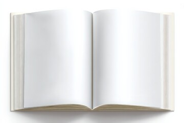 Open Book with Blank White Pages on White Background in Studio Lighting