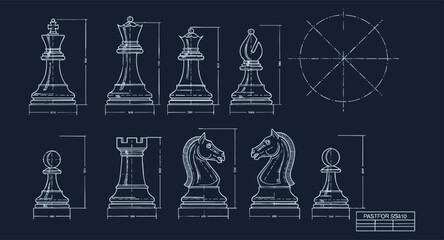 Chess Piece Engineering Blueprint and Technical Design © rofikgraph24