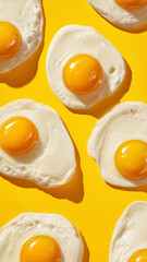 Fried Egg Pattern on Bright Yellow Background