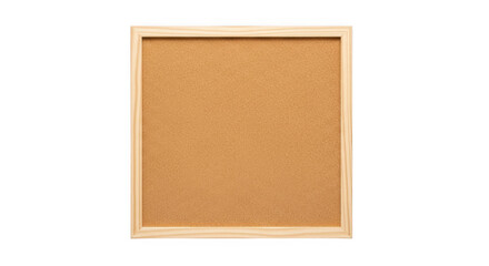 Fototapeta premium A square corkboard with a light wooden frame on a white background.
