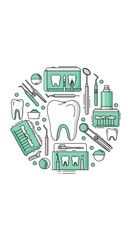 Naklejka premium Dental Instrument Illustration: Modern Dentist Tools and Teeth Imagery in Vector Design