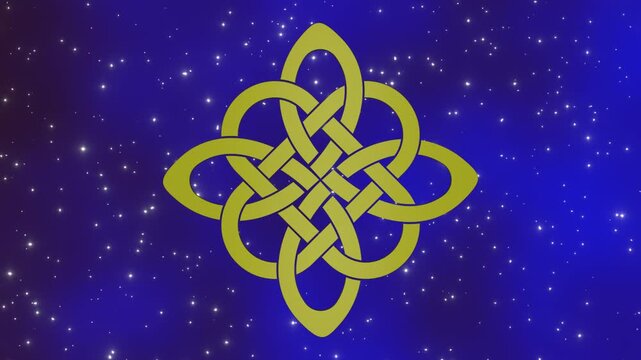 celtic knot irish symbol logo icon on blue sky background. HD footage. 